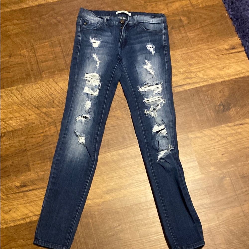 Distressed Blue Jeans